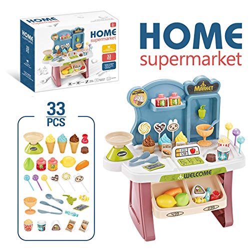 Mini DIY Home Supermartket Cash Register Pretend Play Children’s Simulation Shopping Cart Educational