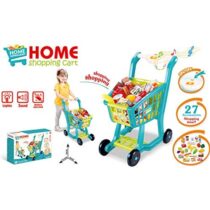 Kids Toy Shopping Carts, Portable Pretend Cart with Groceries, Toddlers Cart Toy Includes 27 Pieces Fruits and Vegetables, Supermarket Shopping Cart Play House Trolley