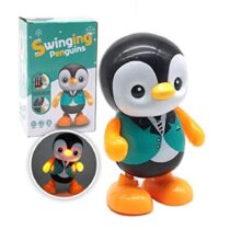 Dancing Penguin Toy Robot with Lightning Swinging Arms in Suit and Music for Kids