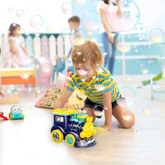 Train Bubble Machine for Toddlers Kids, Bubbles Machine Train Electric Automatic Bubble Blower Maker with Lights & Music