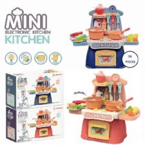 Mini Playset Cooking Kitchen Food Toys with Realistic Sounds and Lights Educational