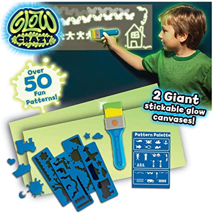 Pattern Painter, Glow in The Dark Laser Light Technology Paint Brushes and Brushes Kit With Glitter Paper and Stencils