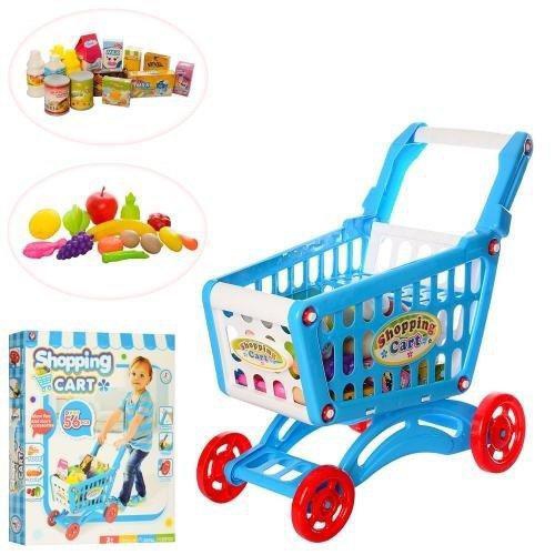 Kids Shopping Cart Toy Set, Includes 56 Grocery Store Accessories, Fruits and Vegetables