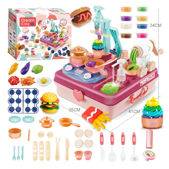 DREAM CLAY DIY VARIOUS COLOUR SET PLASTICINE LEARNING ICE CREAM MACHINE TOY FOR KIDS