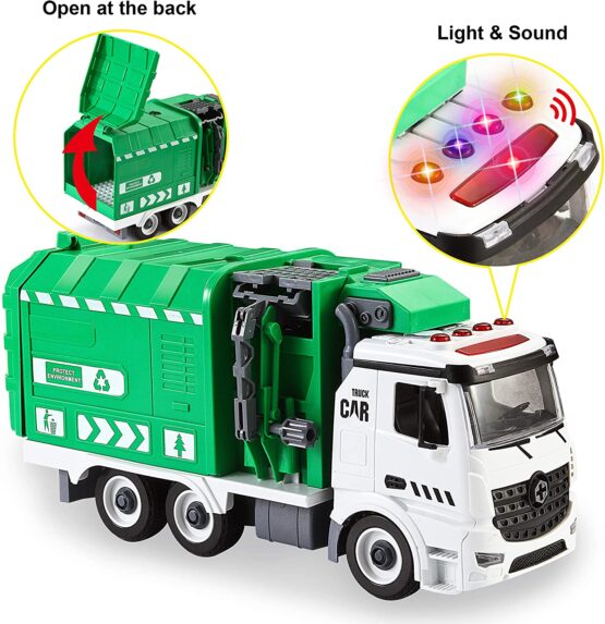 Take Apart Garbage Truck Toy with Light and Sounds, With Trash Cans, Screwdriver Toys, for DIY Assembly