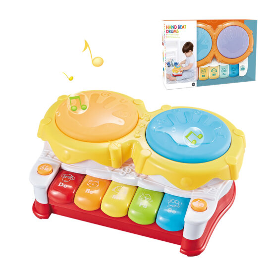 2 in 1 Keyboard Drum Set Musical Instrument for Kids Plastic Drum Piano Toy Mini Educational Music Toy