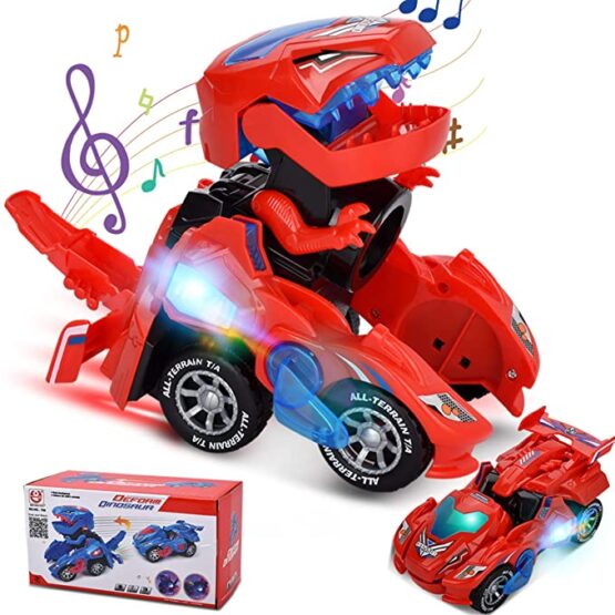 Dinosaur Transformer LED Deformation Car Robot Vehicle Toys for Children