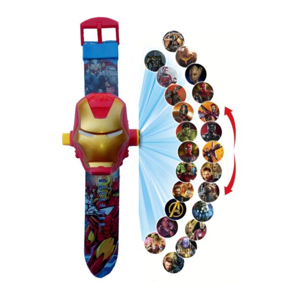 Iron-men Theme Digital Toy Watch with 24 Image Projection and Characters Theme Suitable for Kids