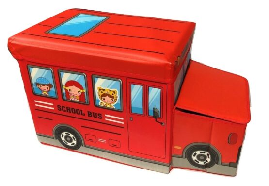 Kids School Bus Storage Box, Bus Shape Storage Box for Kids Toys (Red)