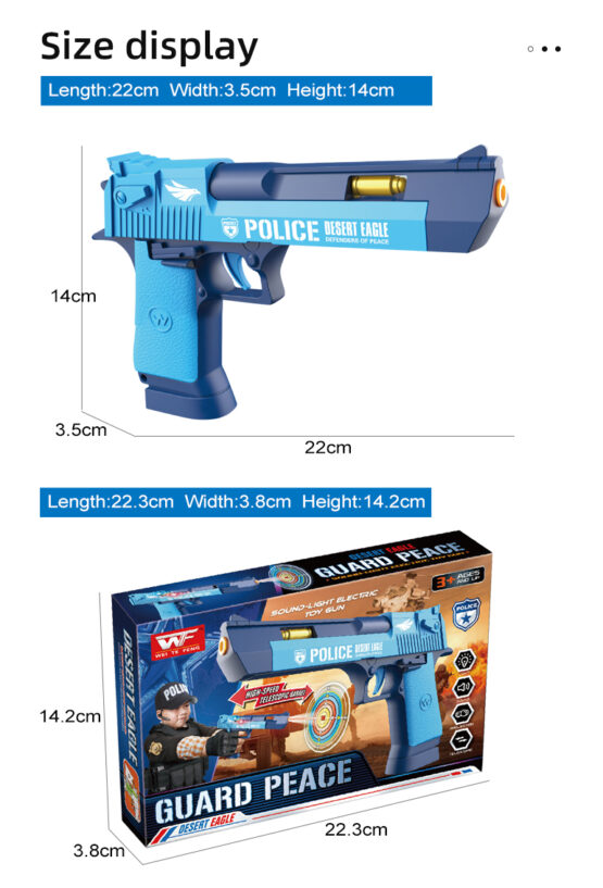 Plastic Battery Operated Shooting Police Pistol Toy Gun With Light & Sound