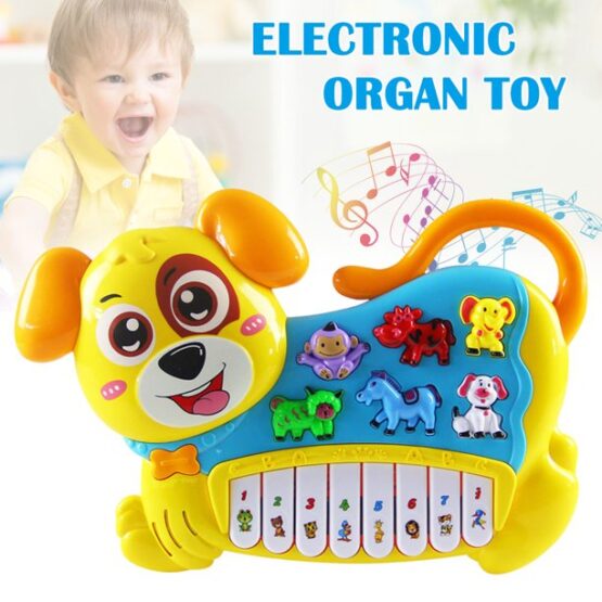 Cute Puppy Shaped Musical Piano with Music, Animal Sounds and Flashing Lights Toy for Kids