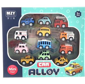 12 Pieces of Die-cast Alloy Pull Back Cars, Children’s Toys, Vehicles, Friction Power Toys