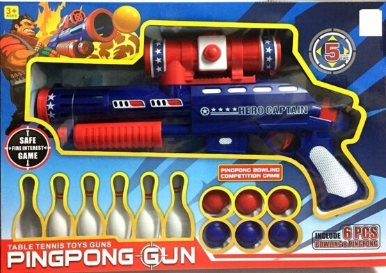 Ping Pong Ball Mini Machine Gun Toys for Kids with 6 Pieces Bowling and 6 Pieces Ping Pong Game Set for Kids