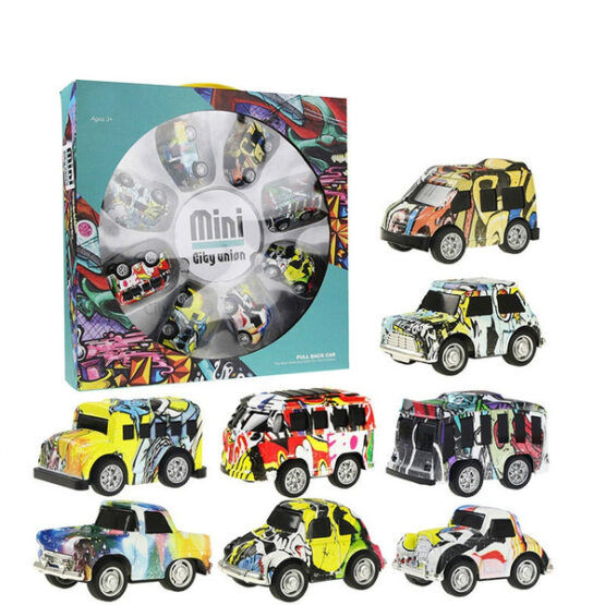 Graffiti MINI Pull Back Alloy Car Model Crash-resistant Children’s Educational Toys Gift City Bus Toys