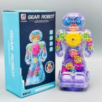Electric Transparent Gear Robot Toy With Light Effects Toy For Kids Boys