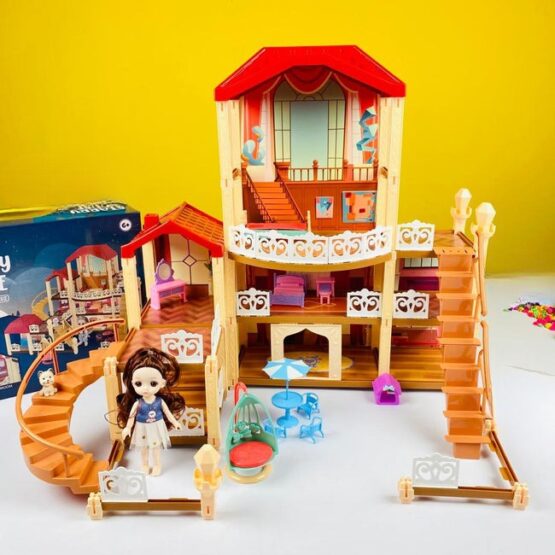Girls DIY Starry Dollhouse – Colorful Toddler Doll house With Accessories Toy