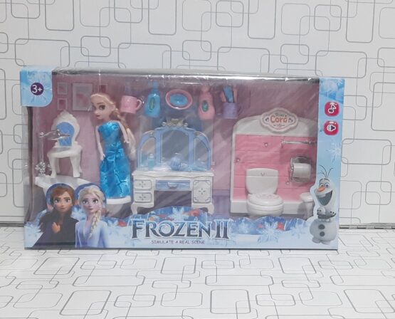 Pretend Play Frozen Doll With Light Sounds With Doll House Accessories Set For Girls