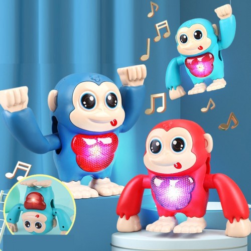 Dancing Glow Monkey Baby With Lights Sounds Voice-Activated Electric Flipping Monkey Toy For Kids