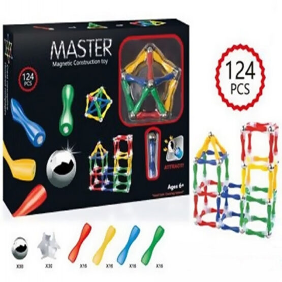 Master Magnetic Construction Building Blocks Set Toy – 124Pcs