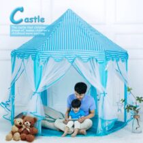 Tents for Kids, Princess Castle Play House, Portable Children Play Tent for Girls, Blue (Not Include LED Star Lights)