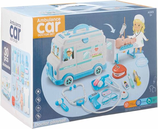Ambulance Car with Doctor Tools Playset Toy For Kids – 30 Pieces