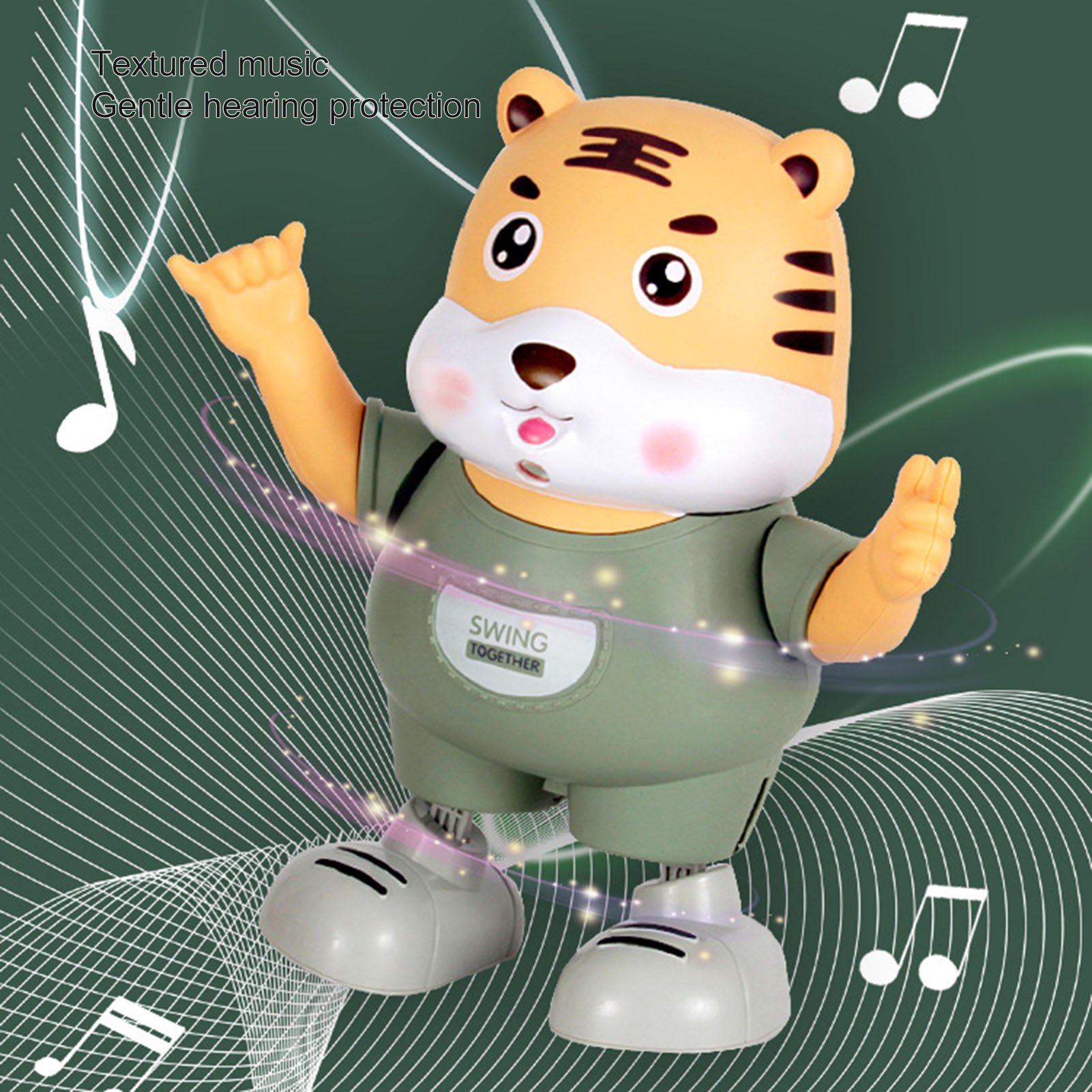 Fun Dancing Tiger Toy Electric Lovely Appearance Lightweight Children Dancing Tiger Music Lighting Projection Toys for Kids.
