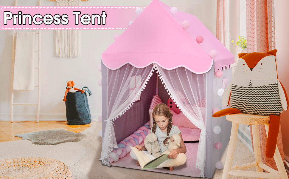 Princess Castle Large Playhouse Play Tents Indoor for Girl Toddler Children Play House without LED