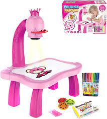 Drawing Projector Table for Kids: Trace and Draw Projector Toy with Light & Music, Children’s Smart Projector Painting Sketcher Board Set – Pink